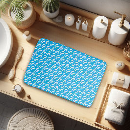 Roligt Blue White Minimalist Stänk Mönster Badrumsmatta