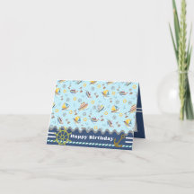 Roligt Boats Blue. Födelsedagskort