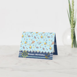 Roligt Boats Blue. Födelsedagskort Tack Kort