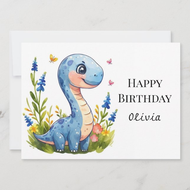 Roligt Boho Dino Birthday Kort (Framsida)