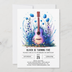 Roligt Boho Guitar Boy Birthday Inbjudningar