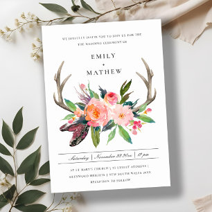 ROLIGT BOHO WHITE ANTLER BLOMMIGT LANDSBYGGSBRÖLL INBJUDNINGAR