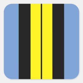 Roligt Bold Gult Black Light Blue Tävla Rand Fyrkantigt Klistermärke