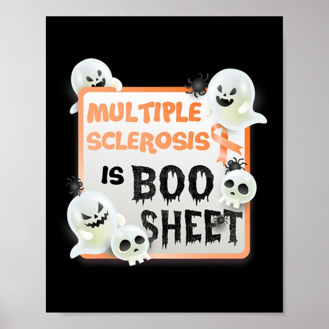 Roligt Boo Halloween Ghost Många Sclerosis är B Poster (Framsidan)