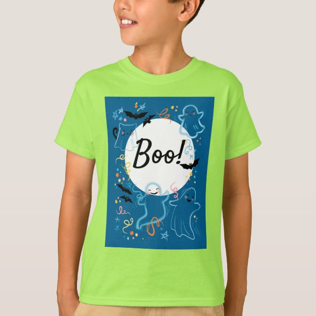 Roligt boo Halloween-spökbarn t-shirt (Framsida)