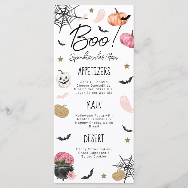 Roligt Boo! Spooktacular Birthday Halloween Menu Meny (Framsida)