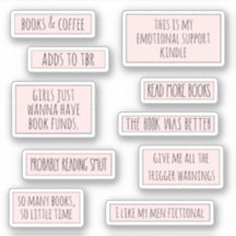 Roligt Bookish Citattecken Bok Älskare Rosa Sticke