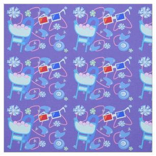 Roligt Boomerangs 3-D Glass Fifties Retro Mönster Tyg