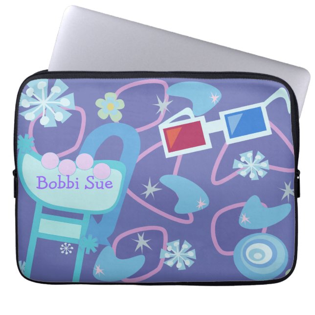 Roligt Boomerangs 3-D Specs Fifties Retro Mönster Laptop Fodral (Framsidan)