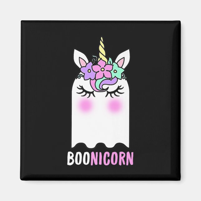 Roligt Boonicorn Gift Ghost Unicorn Boo Retro Hall Magnet (Framsidan)