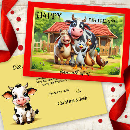 Roligt Boskap Cute Birthday Kort
