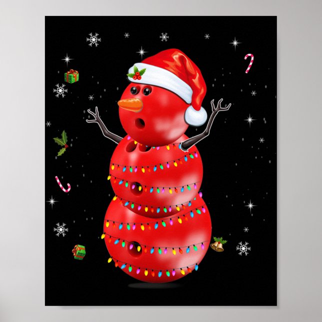Roligt Bowling för Boys Girls jul Snögubbe Bowl Poster (Framsidan)
