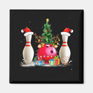 Roligt Bowling jul Santa Hat Julafton Bowling Älsk Magnet