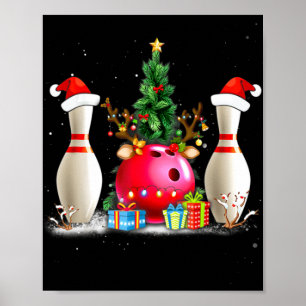 Roligt Bowling jul Santa Hat Julafton Bowling Älsk Poster