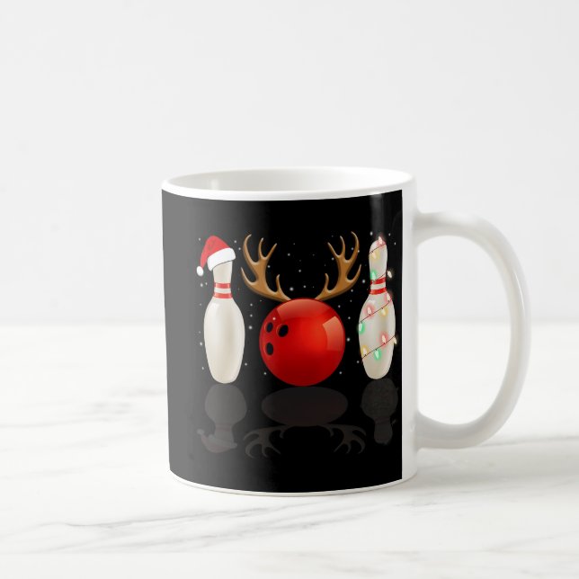 Roligt Bowling jul Santa Hat Julafton Ljus Gift Kaffemugg (Höger)