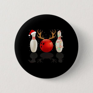 Roligt Bowling jul Santa Hat Julafton Ljus Gift Knapp