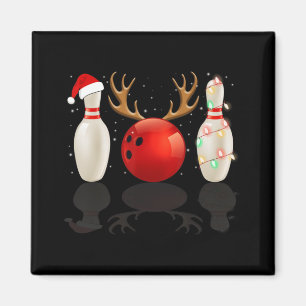 Roligt Bowling jul Santa Hat Julafton Ljus Gift Magnet