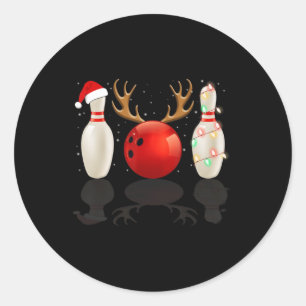 Roligt Bowling jul Santa Hat Julafton Ljus Gift Runt Klistermärke