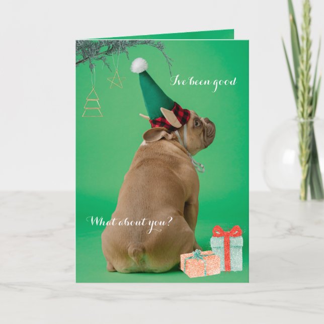 Roligt Boxer-Hund jul Jag har varit Bra-mappat kor Helgkort (Framsida)