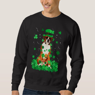 Roligt Boxer Hund St Patrick S Day Irish Shamrock Lång Ärmad Tröja