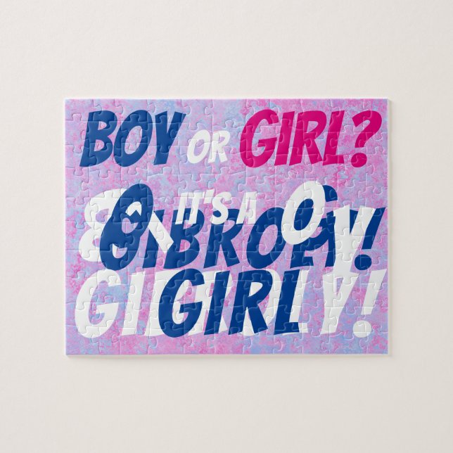 Roligt "Boy eller Girl"? Gender Reveal Jigszawa Pu Pussel (Horisontell)