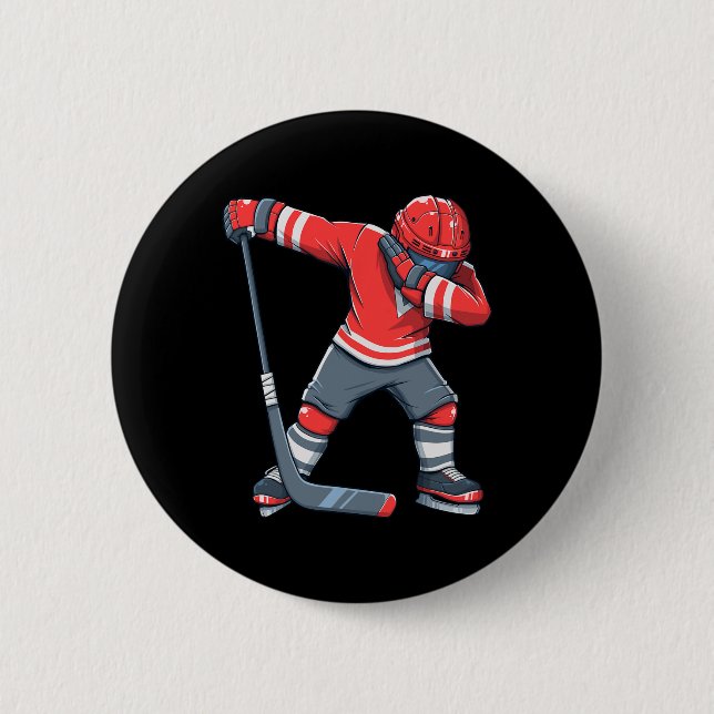 Roligt Boy Kid Ice Hockey Dab Apparel Knapp (Framsida)