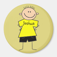 Roligt Boy Stick figur Personlig Magnet