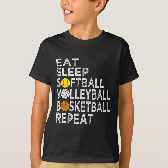 Roligt Boys av softball volleyball-softball T Shirt (Framsida)