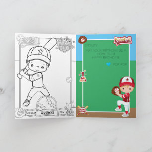 Roligt Boys Baseball Coloring Page Grattis på föde Kort
