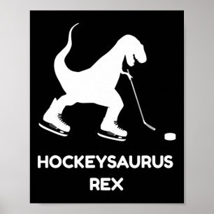 Roligt Boys Ice Hockey T Rex Dinosaur Poster