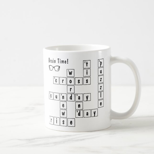 Roligt "Brain Time"! Crossword Puzzle Eyeglasses A Kaffemugg (Höger)
