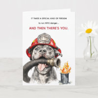 Roligt brandman födelsedagskort kollega hund humor