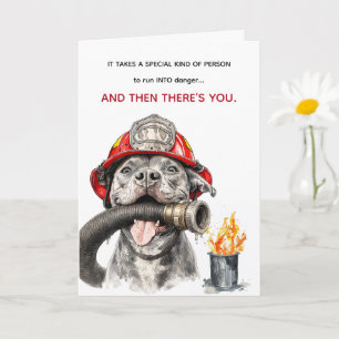 Roligt brandman födelsedagskort kollega hund humor kort