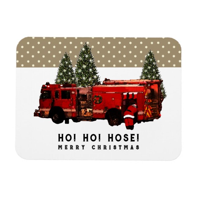 Roligt brandman jul present magnet (Horisontell)