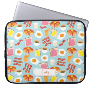 Roligt Breakfast Food Illustrations Mönster Laptop Fodral