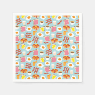 Roligt Breakfast Food Illustrations Mönster Pappersservett