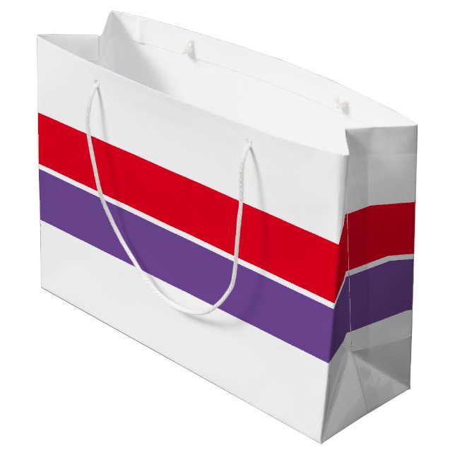 Roligt Bred Lila Red Tävla Rand på vit (Baksidan Vinklad)