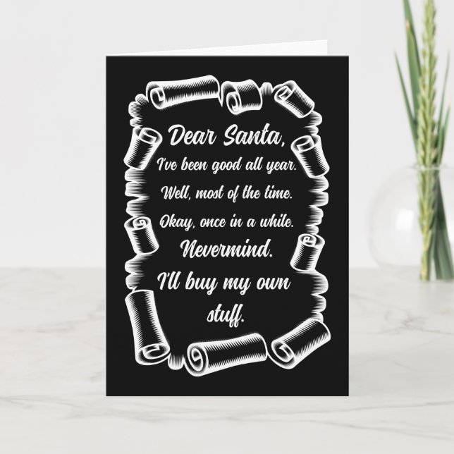 Roligt brev till tomten jul presentidéer kort (Framsida)