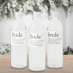 Roligt Bride Definition Möhippa Bröllop Vattenflaskor Etikett<br><div class="desc">Anpassa med bridens definition för att skapa en unik gåva till möhippor,  bachelorette eller party och bröllop. Ett perfekt sätt att visa henne hur fantastisk hon är på sin stora dag och en perfekt för resten av sitt liv. Designad av Thisisnotme©</div>