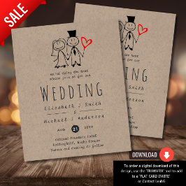 Roligt Bride Groom Rustic bröllopsinbjudan handtag