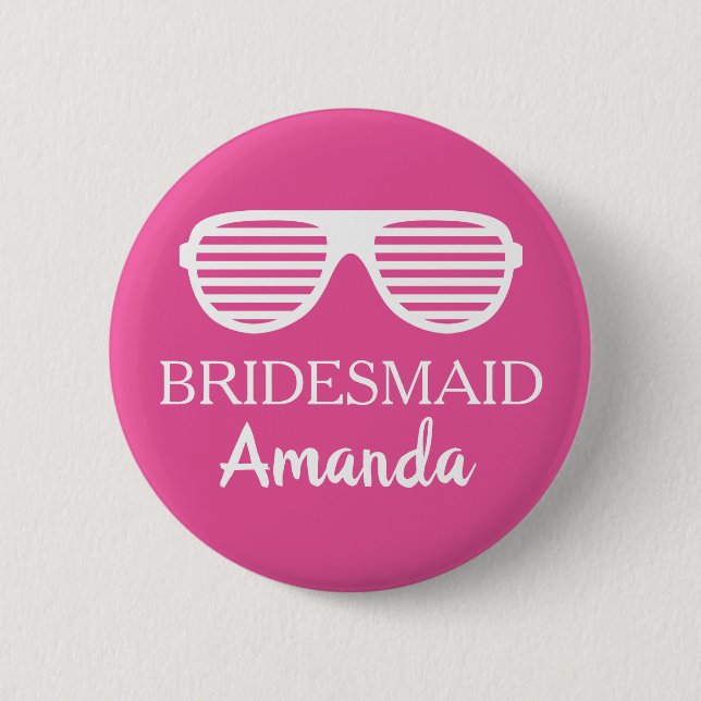 Roligt bridesmaid namn badge-knapp för bröllopsfes knapp (Framsida)