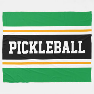 Roligt Bright Grönt Black PICKLEBALL Tävla Rand Fleecefilt