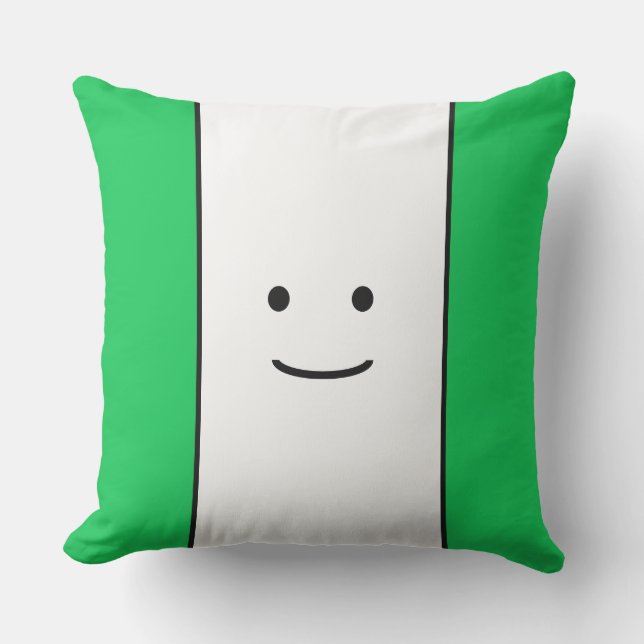 Roligt Bright Grönt White Rand Little Smiling Ansi Kudde (Framsida)