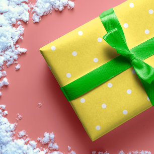 Roligt Bright Gult & White Polka Dot Mönster Presentpapper