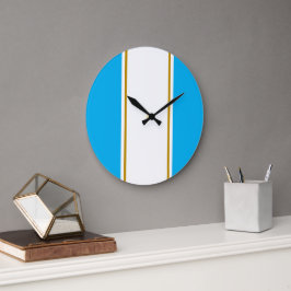 Roligt Bright Himlar Blue White Lodrät Tävla Rand Stor Klocka