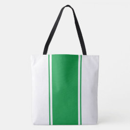 Roligt Bright Kelly Grönt White Sporty Tävla Rand Tygkasse