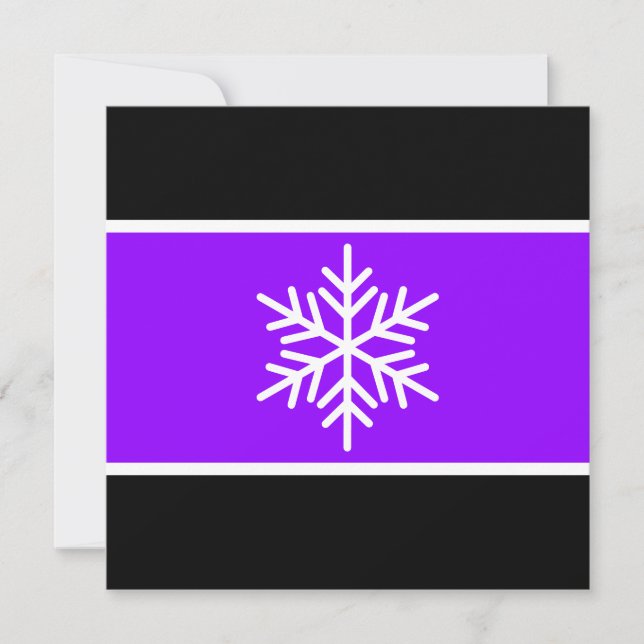Roligt Bright Lila White Black Rand Snowflake Julkort (Framsida)