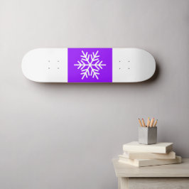 Roligt Bright Lila White Rand Bold Snowflake Mini Skateboard Bräda 18,5 Cm