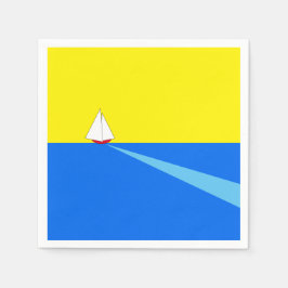 Roligt Bright Nautical Gult Blue Sailboat On Sea Pappersservett