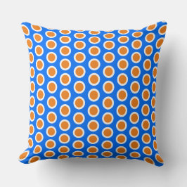 Roligt Bright Orange Blue Tiled Geometric Mönster Kudde
